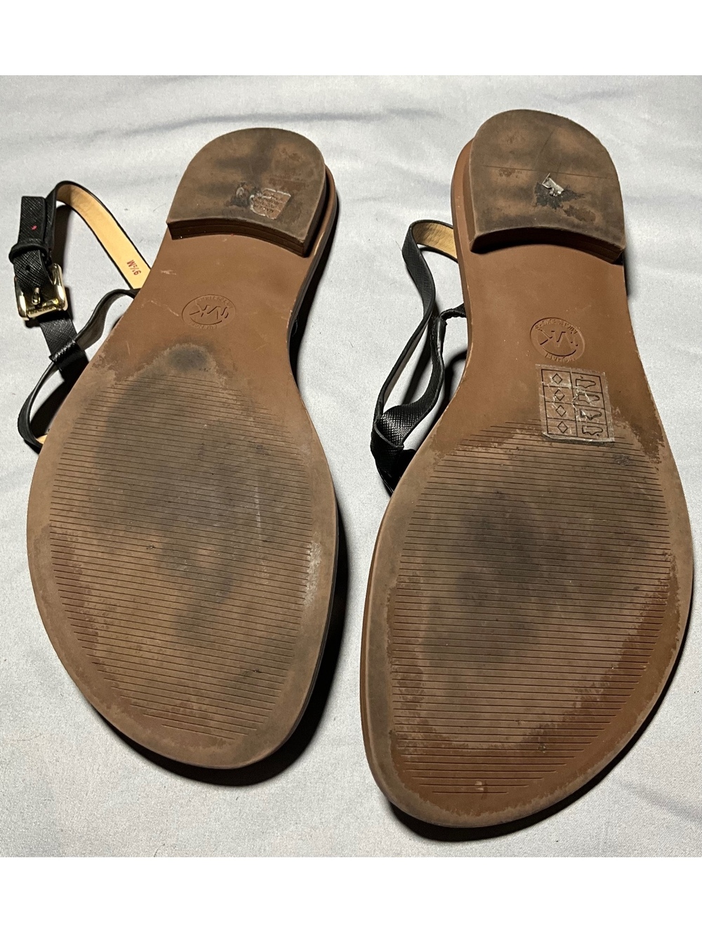 Michael Kors Black Leather and Fabric Logo Sandals Size 9.5 M - Picture 3 of 4